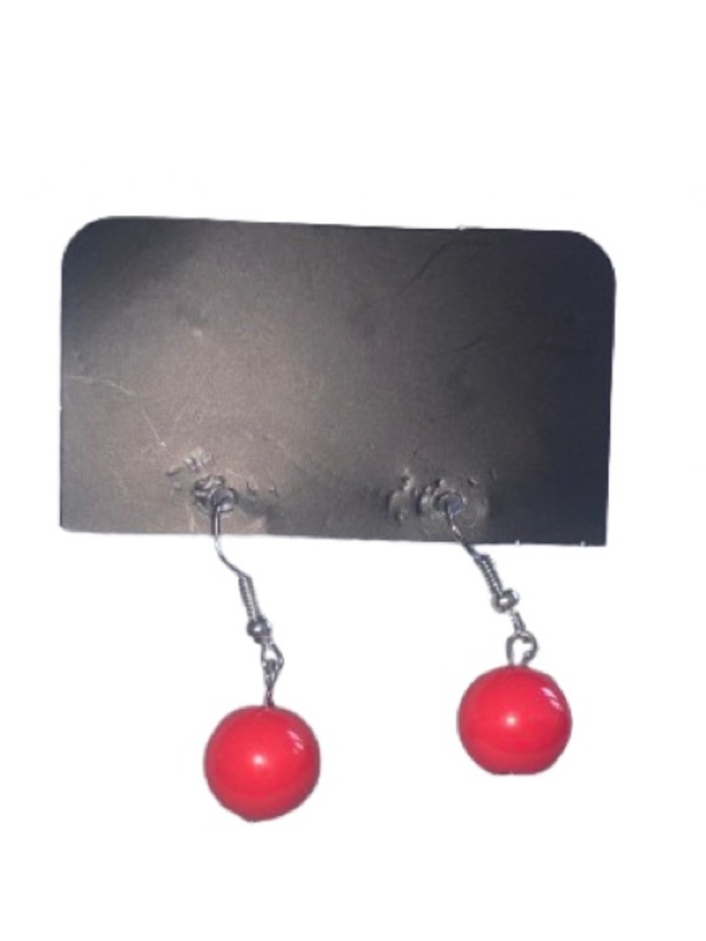 Hand Crafted Earrings Vibrant Red Bead on Silver -dangle